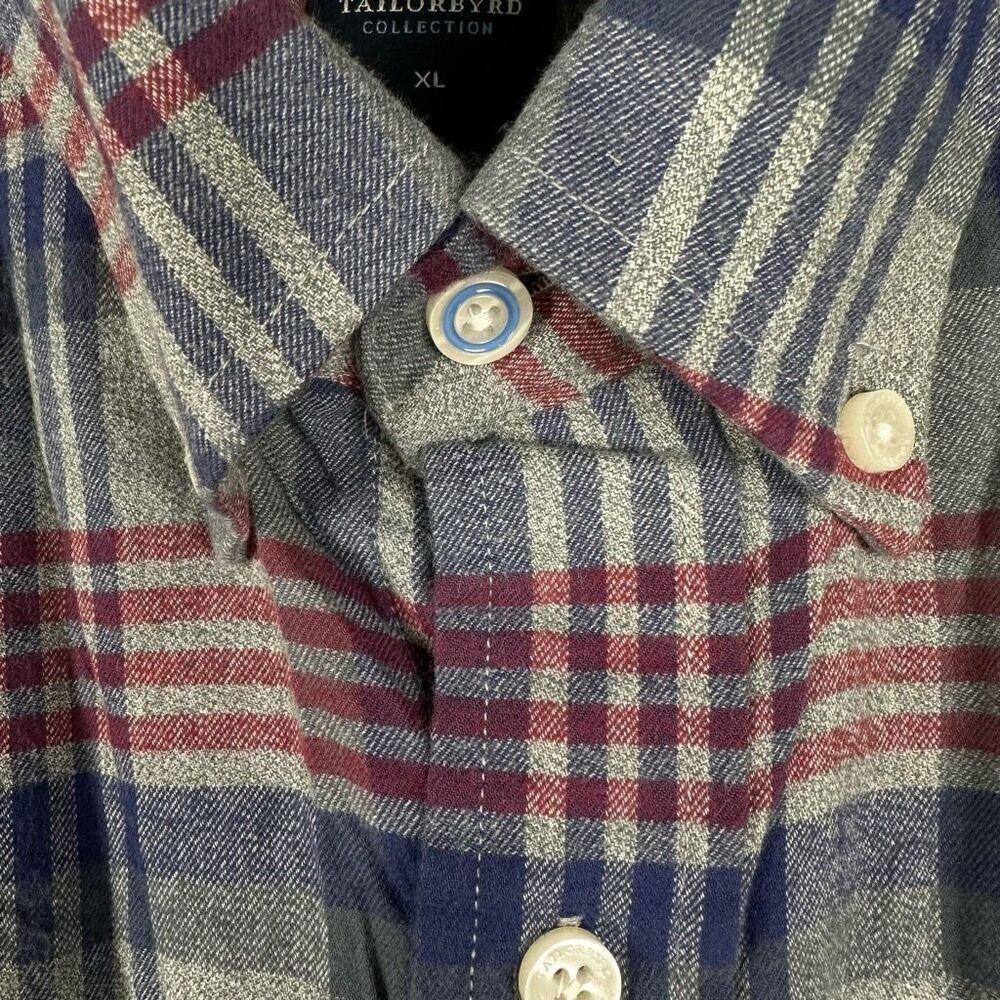 TailorByrd Men's Cranberry Plaid Long Sleeve Shirt size XL - Picture 5 of 7